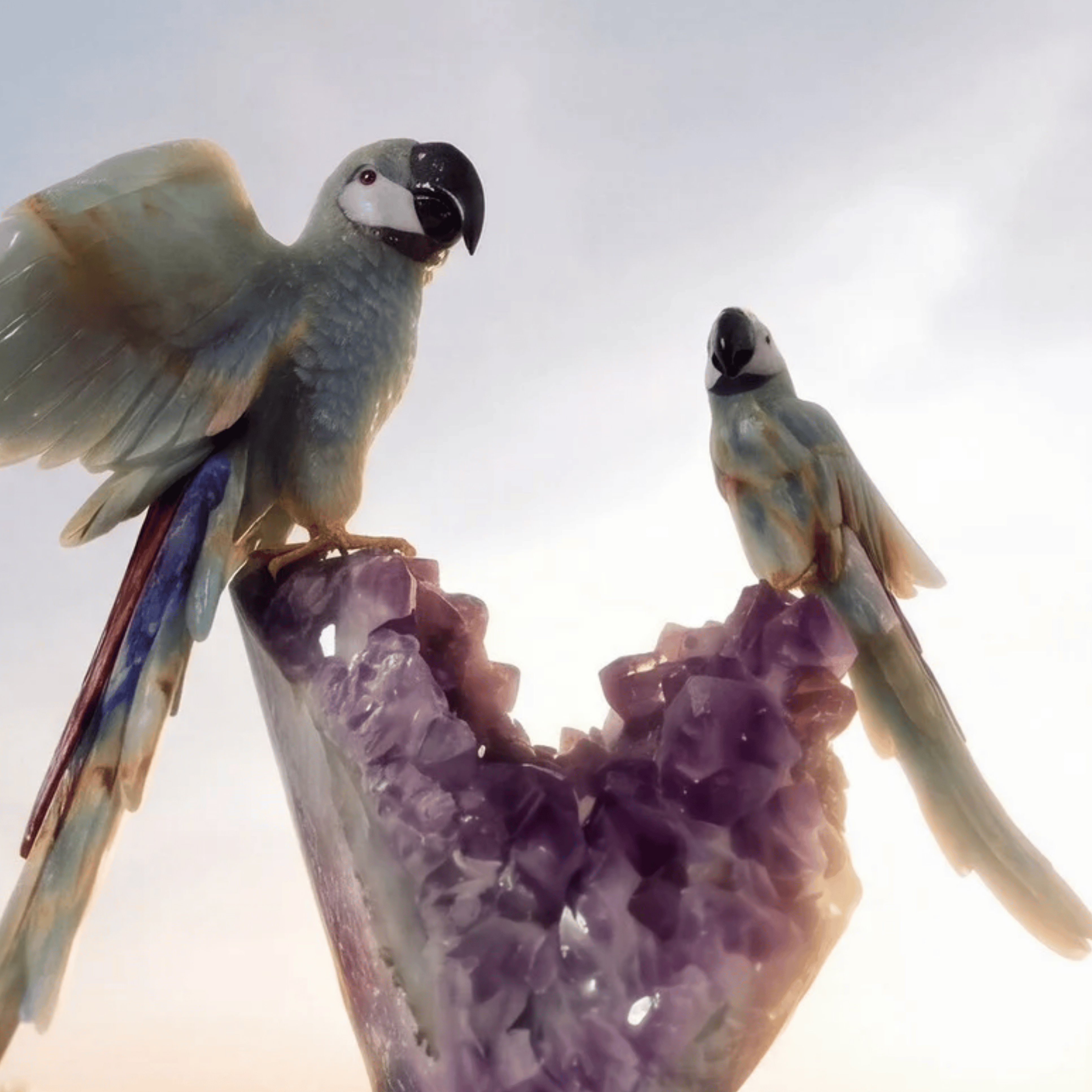 Scarlet Macaws on White Quartz