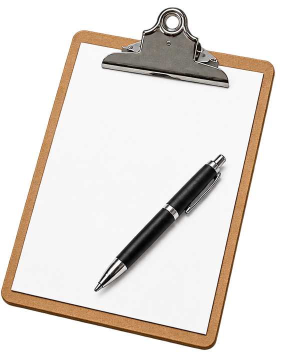 A clipboard and pen