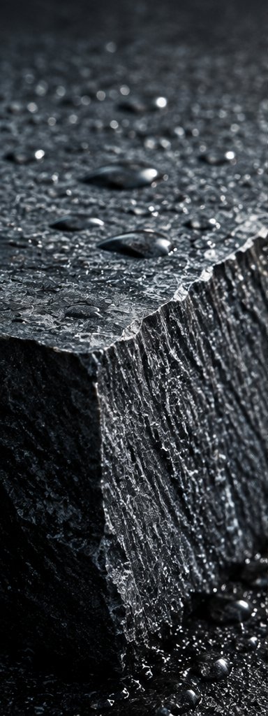 Water beading on a cut bluestone edge