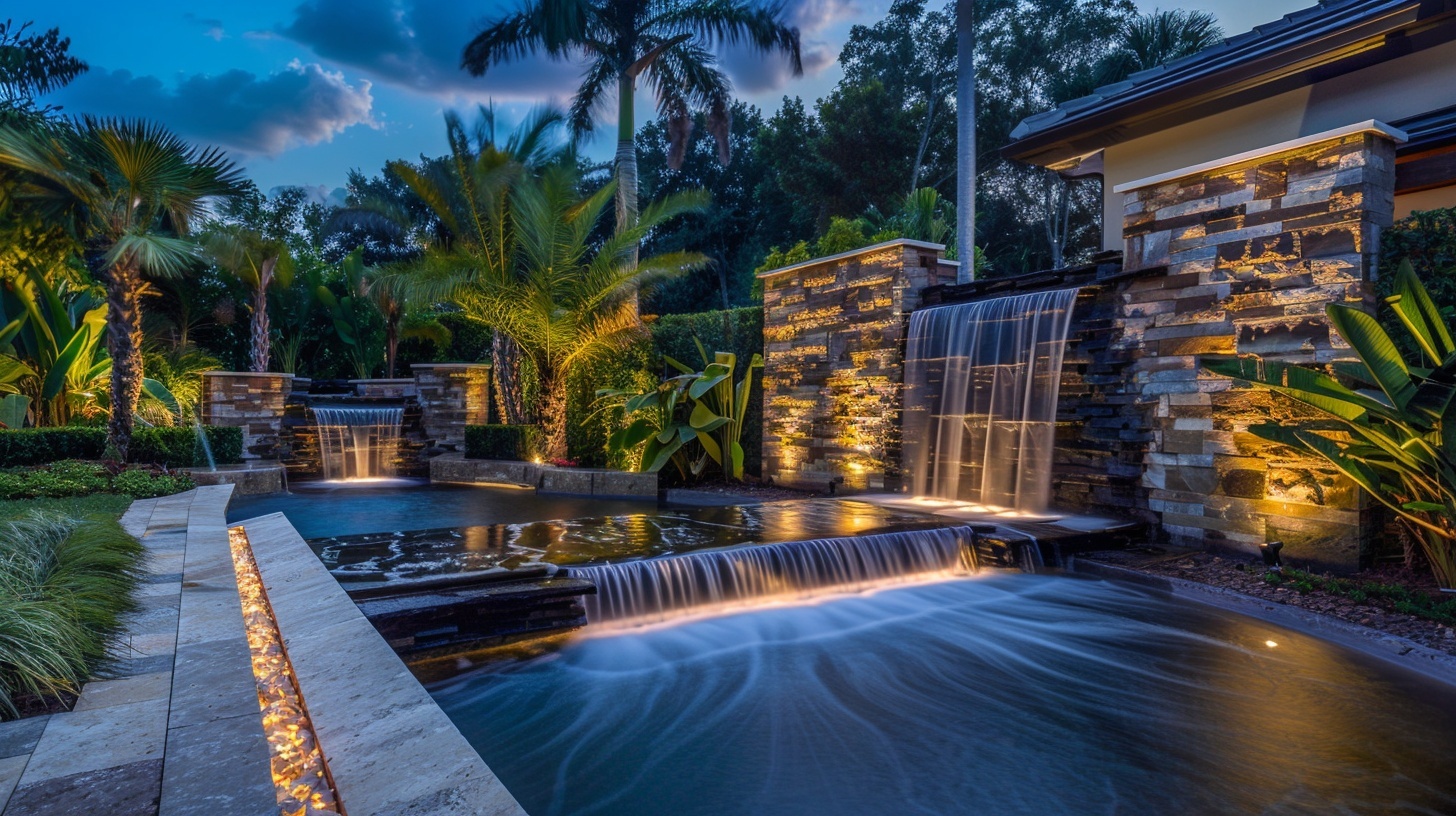 Hardscape waterfall feature