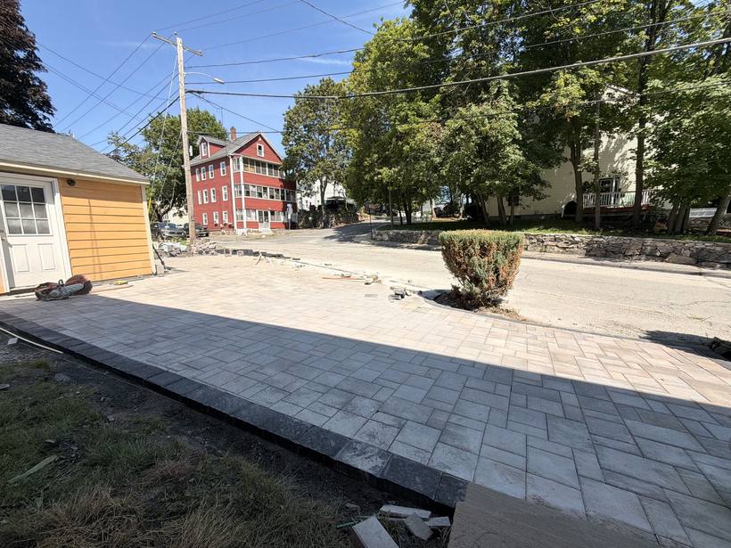 The finished driveway looking back toward the street