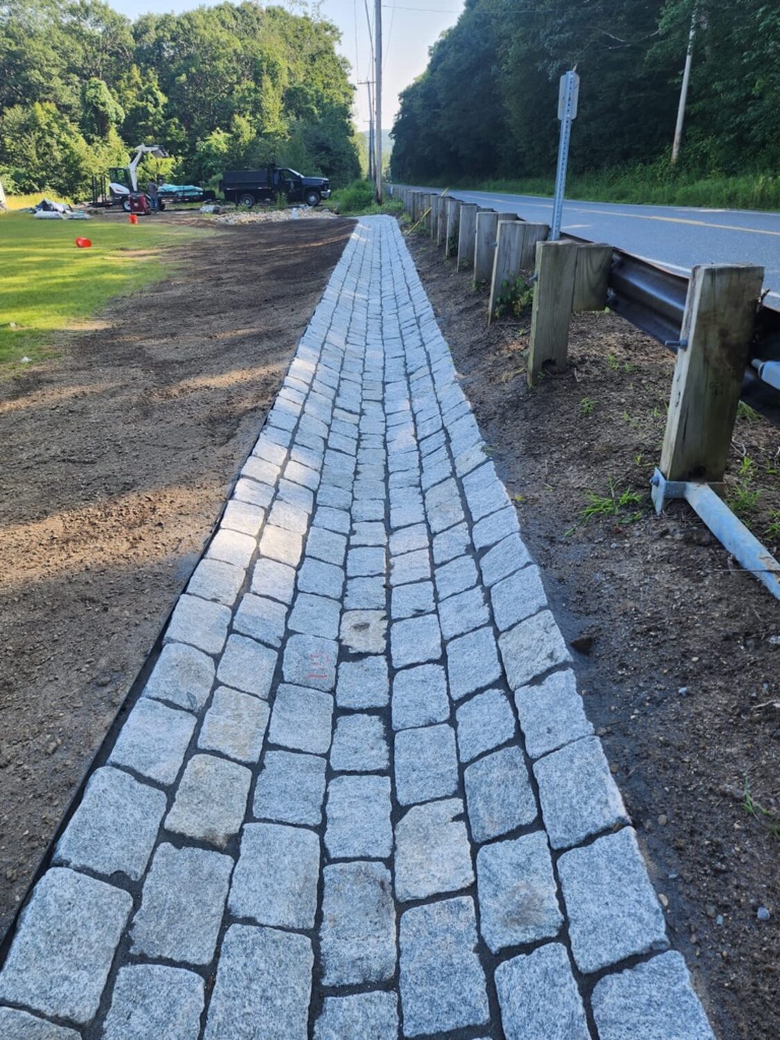 Granite cobblestone drainage channel