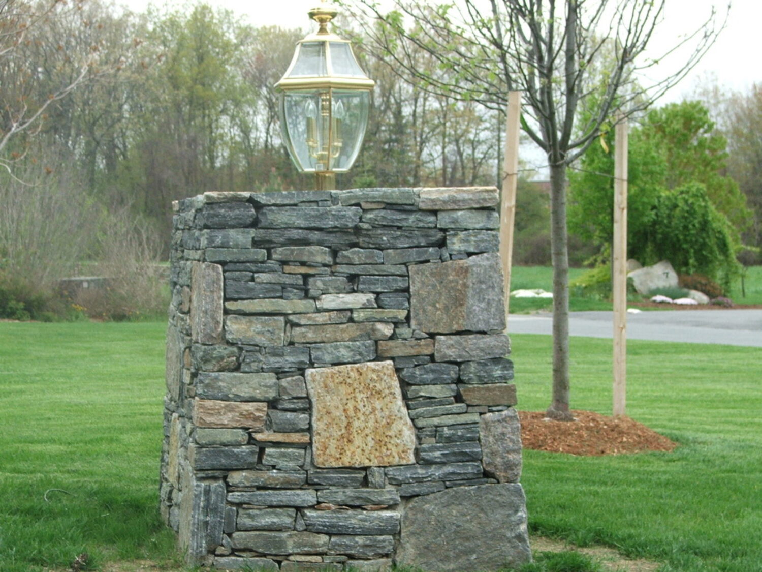 Stone entrance pillar with lantern